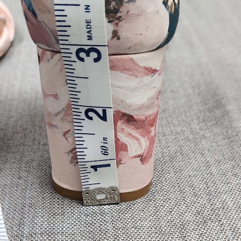Ted Baker Manyah Pink Floral Print Block Heeled Sandals. 7 - Picture 6 of 12